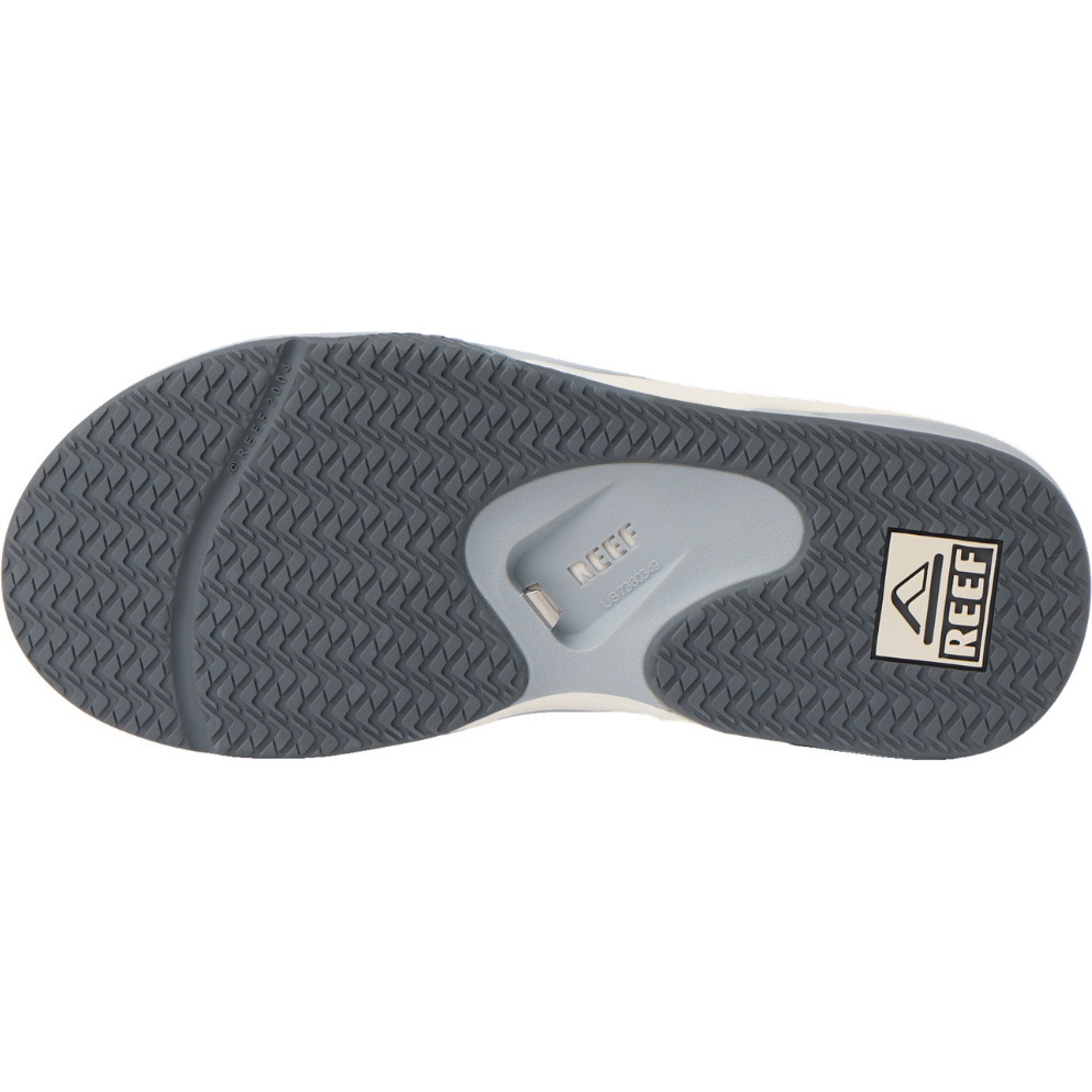 2026 Reef Mens Fanning Flip Flops CJ9044 - Light Grey / Grey / Blue